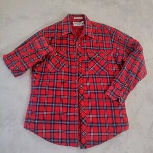 Vtg Northwest Territory Insulated Plaid Flannel Shacket Quilted Large Work Wear